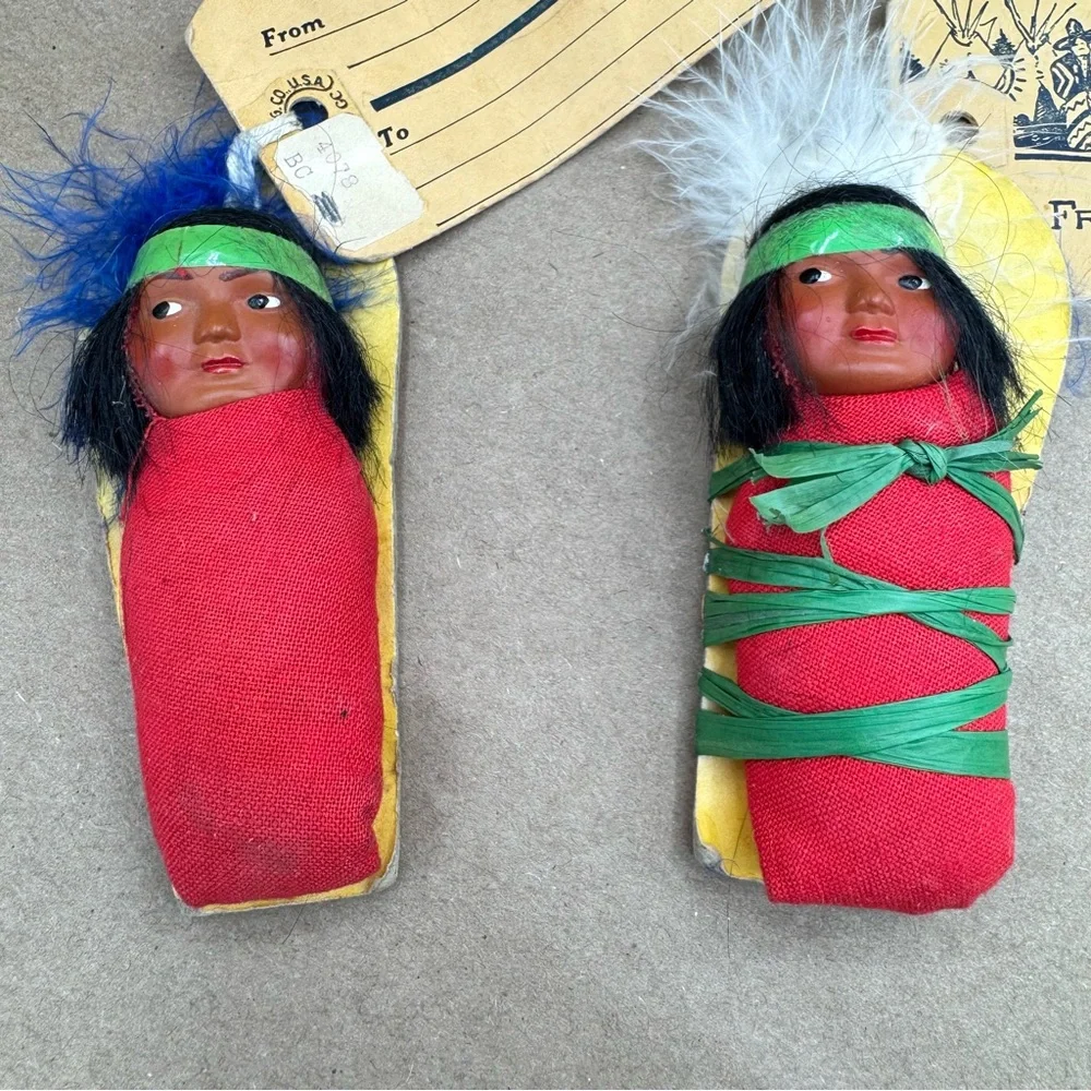 Vintage Zion National Park Souvenir Papoose Dolls Mid-Century Americana Set of 2